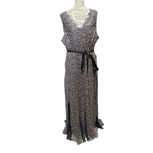 Blue Sequence Stretch maxi Dress W Belt Plus 2X Cocktail Holiday Whimsical - Picture 1 of 8